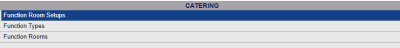 Catering section of the Sales and Catering Configuration menu with the Function room setups command selected